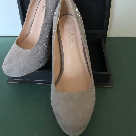 Charming Charlie Taupe Suede Platform Stilettos - Picture 10 of 12